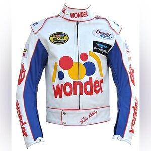 Ricky Bobby Talladega Nights Jacket Mens Small Faux Leather Racing Wonder Bread